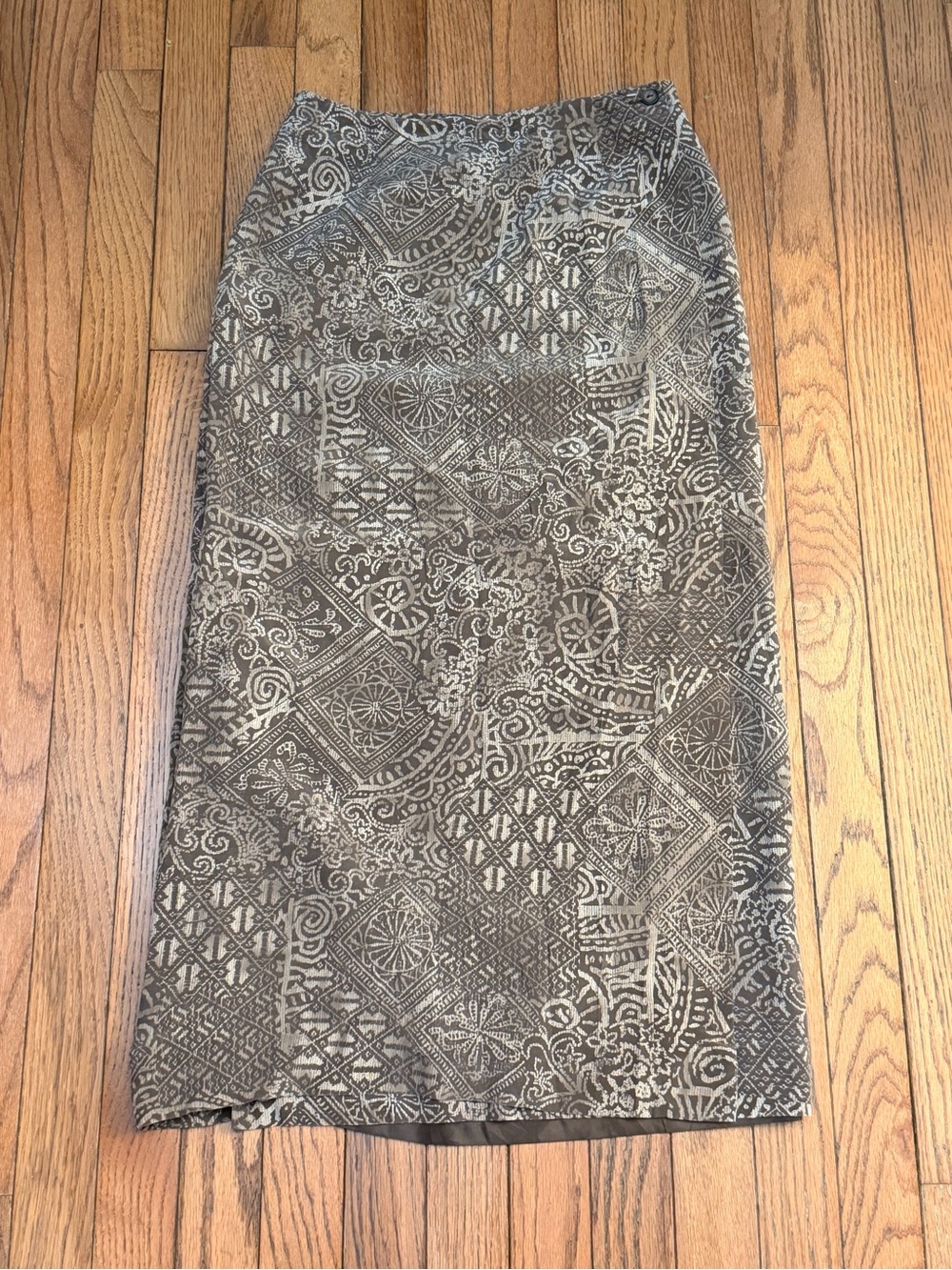Vintage silk Jones New York Brown and Cream Patterned wrap Skirt